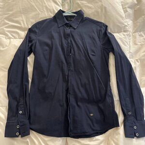 Massimo Dutti Women's Navy Button Down Shirt Classic Size 6